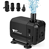 amzdeal Bomba Sumergible 1500L-H 15W- Bomba de Agua Ultra Silenciosa para Pecera Acuario Jardín Estanque Fuente